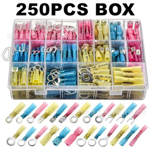 250PCS Combination Set Waterproof Heat Shrinkable Middle Terminal Heat Shrinkable Intermediate Terminal Block Waterproof Middle Tube