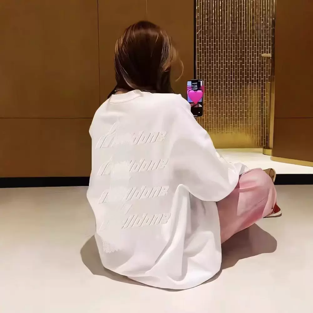 春秋WELLMIKI 潮牌WE11DONE TRACK后背浮雕男女情侣打底衫长袖T恤