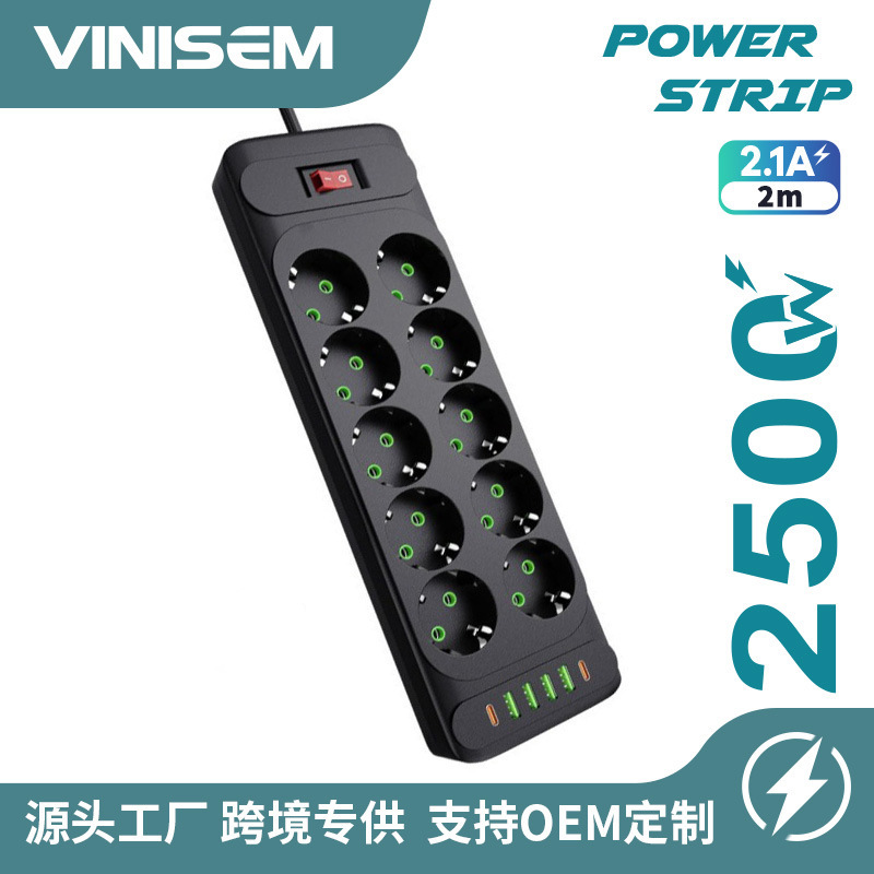 Steckdosenleiste enchufe estándar europeo Amazon con conector doméstico de agujero europeo USB10 suministro de placa de enchufe para el hogar