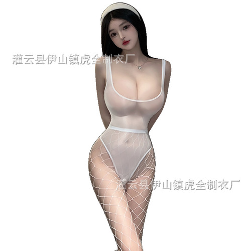 Irnemai Mesh Deadstock Water Suit Sexy Open Front Bodysuit and Shorts Lingerie Sleepwear Women Sheer Slides 9840