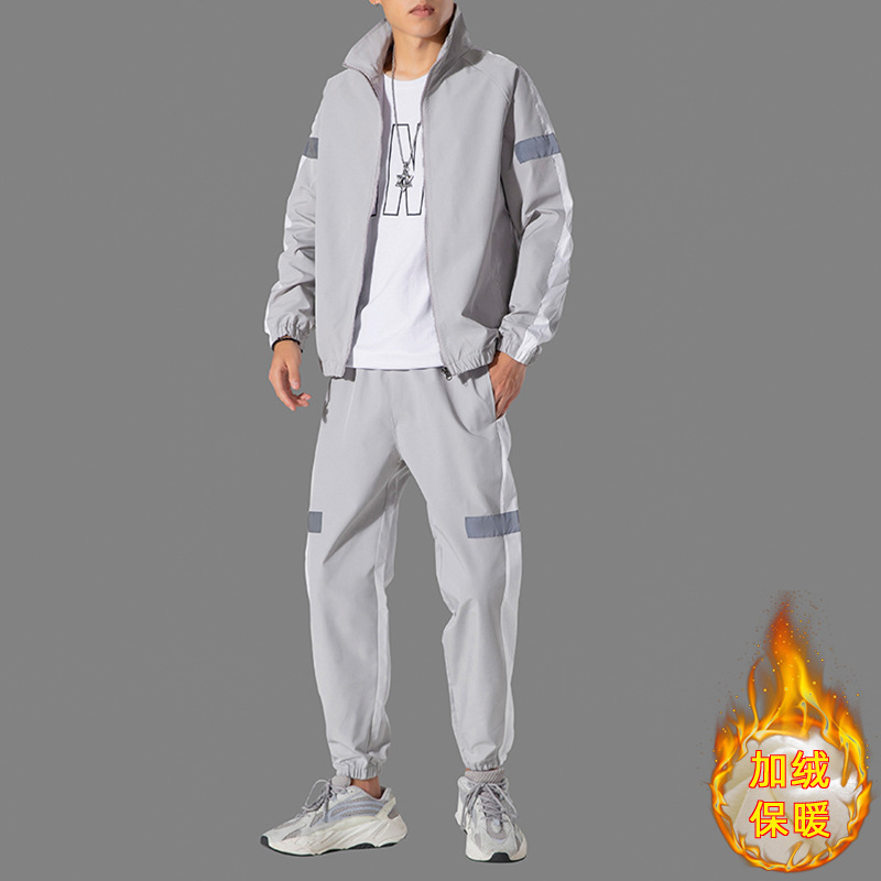 Primavera y otoño juego deportivo para hombre coreano casual de dos piezas hombre guapo moda universal chaqueta de hombre grande moda