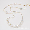 Genuine fashionable long small design necklace from pearl, sweater, simple and elegant design