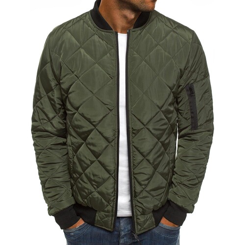 Winter Warmth Outerwear Men's Jacket Cotton Padded Plaid Stitch Added Thicker Stand Collar Cotton Coat for Export EU Size