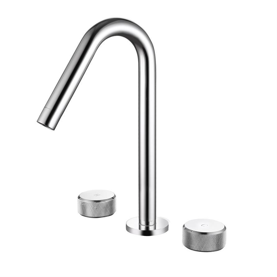 Kaiping Youjia bathroom countertop oblique tube electroplating counter basin double handle rotatable three-hole bathroom cabinet faucet 33010