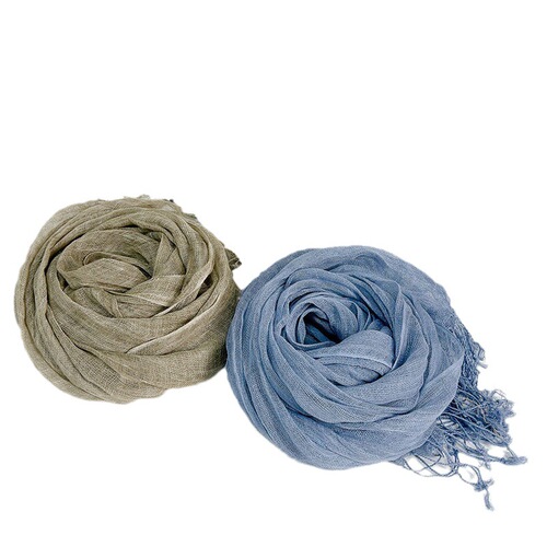 Japanese retro solid color linen scarf Mori female literary versatile spring and summer breathable shawl neck protection shawl silk scarf sun protection
