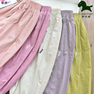 Girls' Stylish Thin Side-Panel Cargo Lantern Pants, Casual Long Pants for Older Children, Mosquito-Proof Pants for Summer, Cross-Border Manufacturer Dropshipping