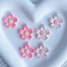 马卡龙树脂吊坠樱花花朵配件 DIY挂件项链儿童跨境饰品配件羊眼钉