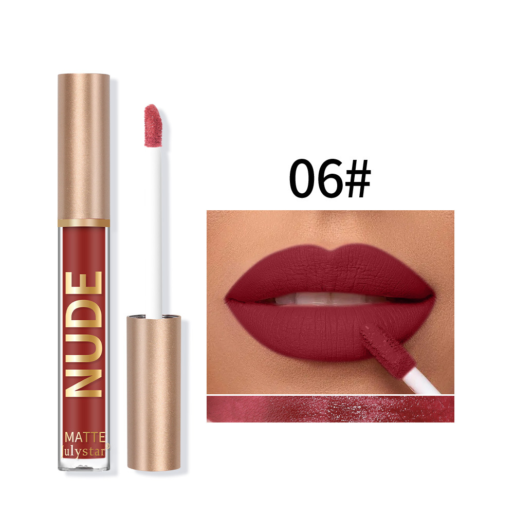 European and American matte, frosted velvet non-fading lip gloss, natural, long-lasting and three-dimensional non-stick cup lip gloss lipstick wholesale undefined