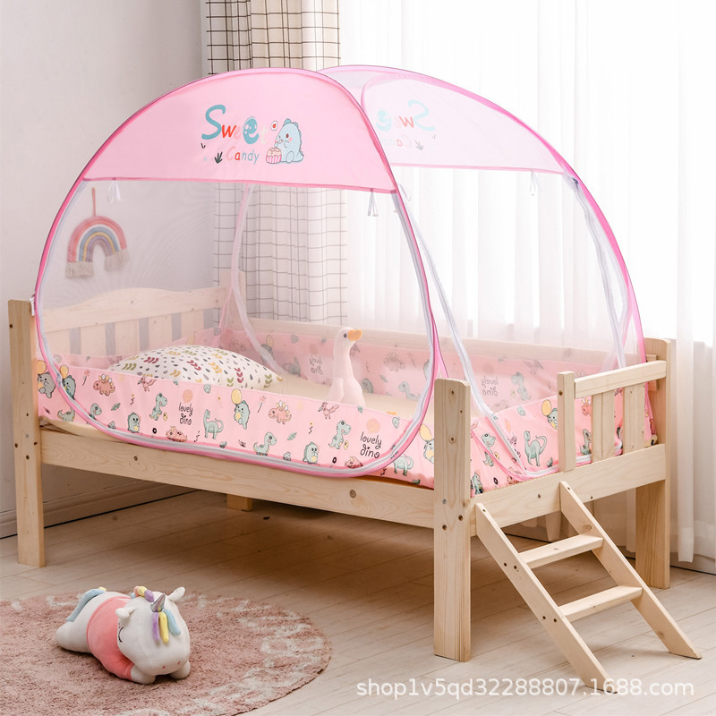 Installation-Free Children's Bed, Baby Splicing Bed, Mosquito Net, Student Dormitory Bunk Bed, Full Bottom Anti-Fall Yurt