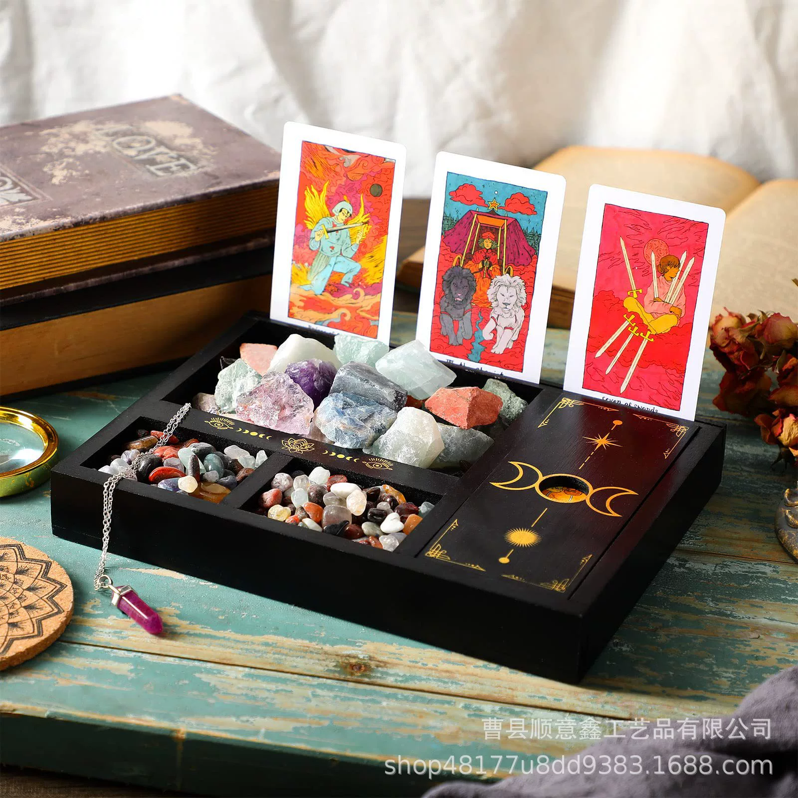 Базовый кронштейн Подставка для карт Таро Настольный ящик для хранения хрустального камня Деревянная Карта Таро