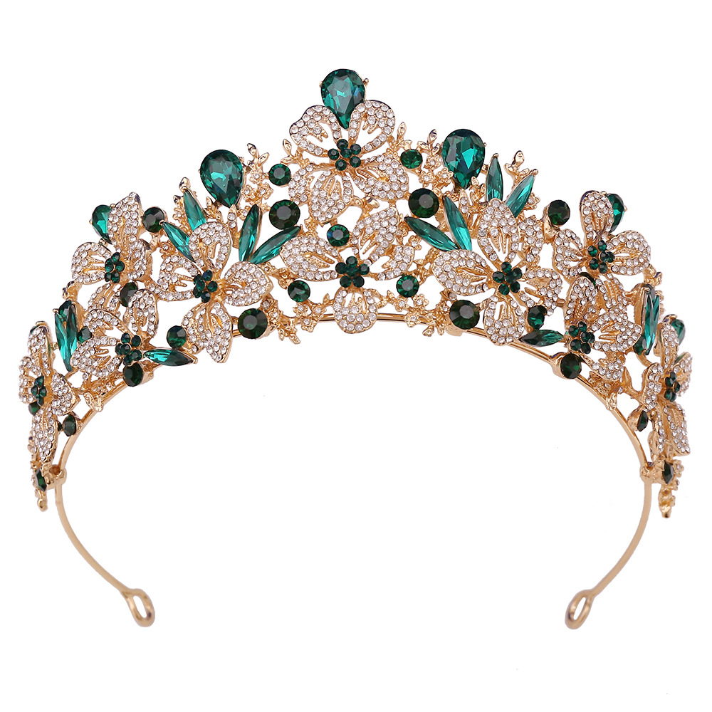 357g Weight Crown Hair Accessories Type 1 Piece Quantity Wedding, Birthday, Festival Occasion Alloy Material Leaves Pattern All Seasons Season Women's Gender Diamond Design Simple Style, Shiny Style Simple Style Shiny Women's Leaves Alloy Diamond Crown 27