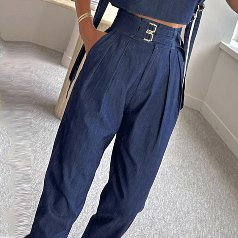 Daily Street Women's Casual Solid Color Polyester Pocket Pants Sets Pants Sets display picture 3