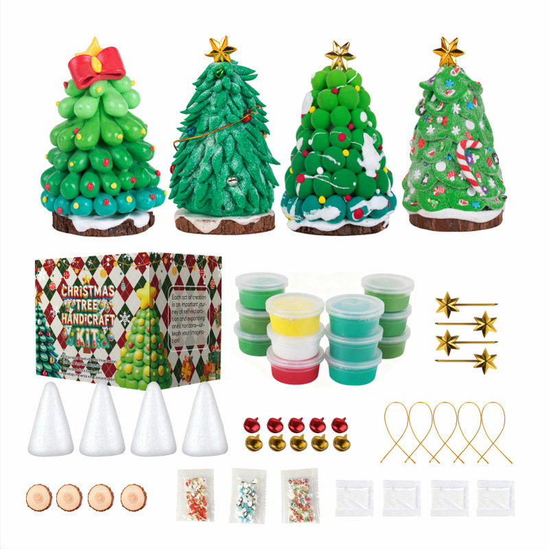 cross-border christmas handmade christmas tree diy material bag making children air dried clay holiday gift crafts cross-border christmas handmade christmas tree diy material bag making children air dried clay holiday gift crafts