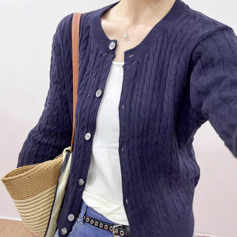 ポニーブランドカーディガン RL ラフツイストニットレディースカーディガン高級刺繍ツイスト長袖ニットカーディガンジャケット|undefined