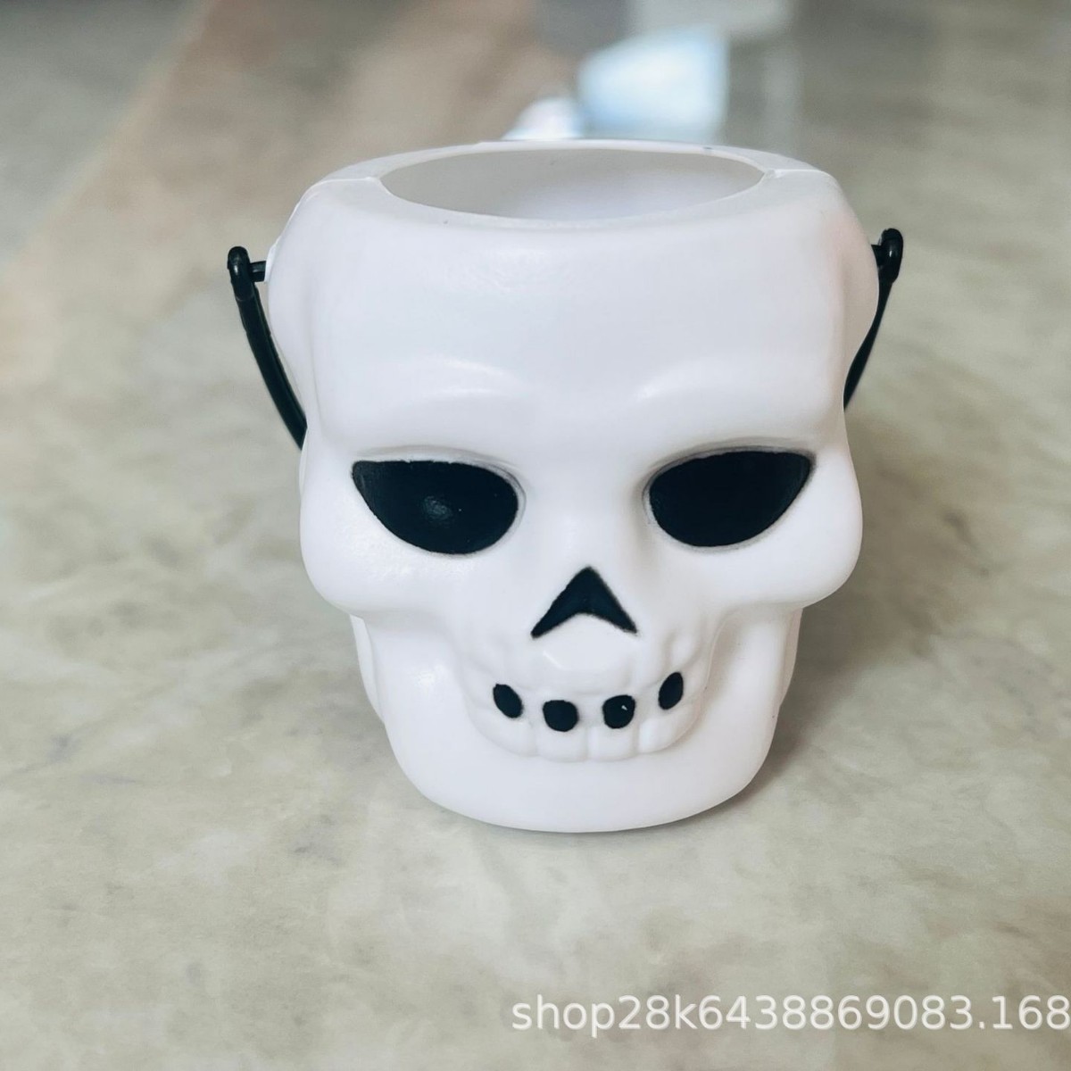 Barril de calabaza de Halloween lámpara de barril de calabaza portátil calavera luminosa de plástico lámpara de calabaza blanca decoración comercio exterior al por mayor