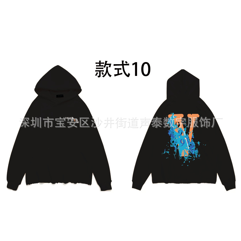 En stock suéter con capucha de algodón pesado para hombres para personalizar la marca de moda europea y americana BF casual suéter sin dobladillo