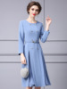 Spliced pleated dress for women's clothing 2023 new autumn