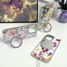 360度旋转闪粉磁吸支架闪粉带化妆镜新款手机壳