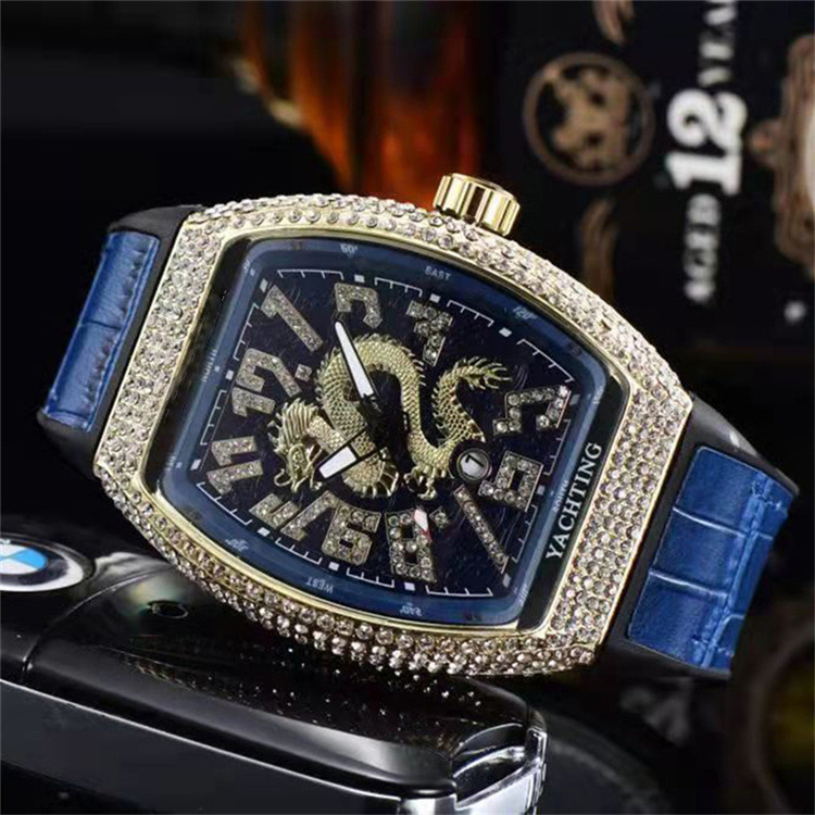 Men's Quartz Watch Dragon Design Diamond Studded British Style_voghion.com