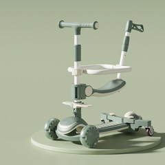 Children's scooter 1 to 3 to 6 to 8 years old can sit on folding baby four-in-one baby skateboard push rod skateboard