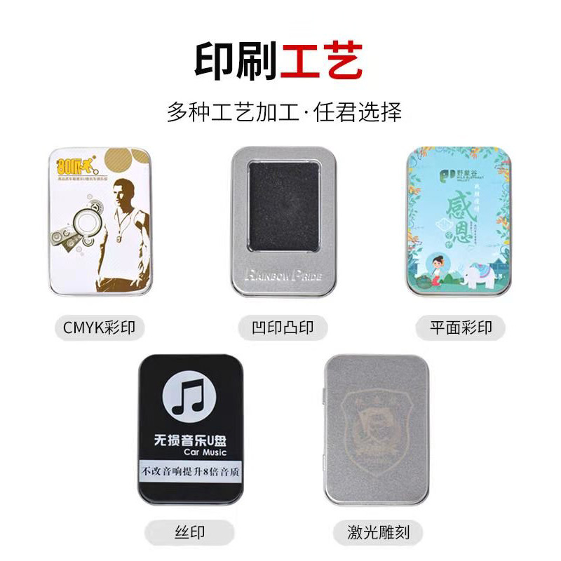 Wholesale frosted square tin box badge card toy keychain refrigerator magnet U disk tin box packaging