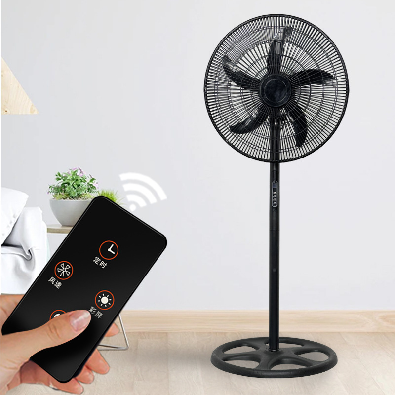 Ventilador eléctrico de nuevo modelo para uso transfronterizo, ventilador de pie, ventilador vertical doméstico, con control remoto, de bajo consumo, ventilador de gran tamaño de 18 pulgadas para dormitorio y habitación.