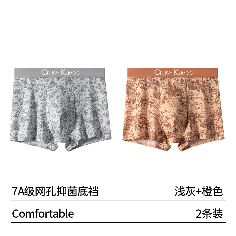 Pantalones interiores de hombre algodón 2025 nuevo seda de morera 7A mallas antibacterianas inferior transpirable de cintura media de chicos pantalones planos