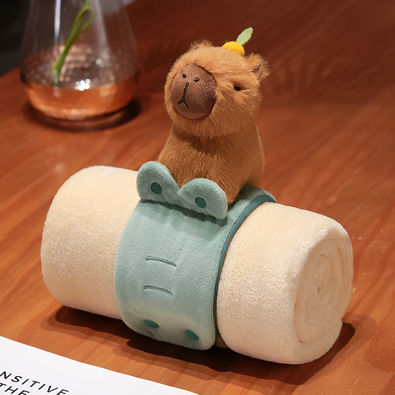 Bebés de dibujos animados encantadores muñecas de animales con mantas muñecas de peluche 2 en 1 para niños y niñas siesta almohada mantas