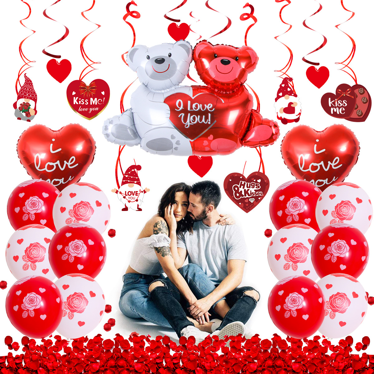Corazón oso de amor conjunto de balloon decoración de la casa de bodas enano artículos de San Valentín decoración de la fiesta