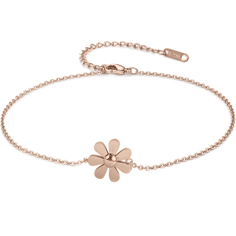 Simple Style Flower Stainless Steel Women's Anklet display picture 2