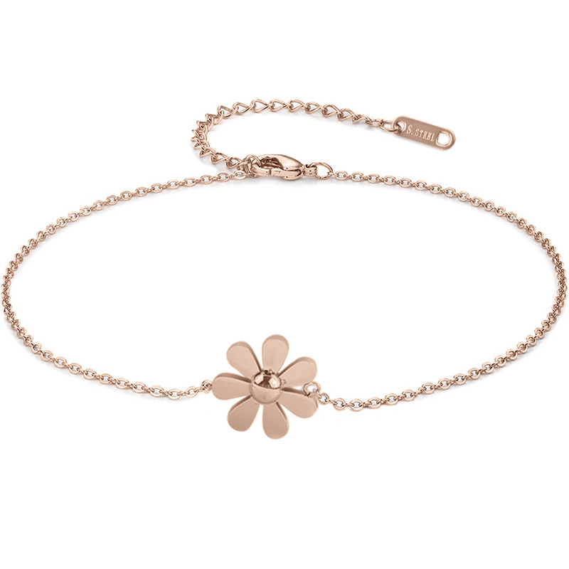 1 Piece Quantity Simple Style Flower Stainless Steel Women's Anklet