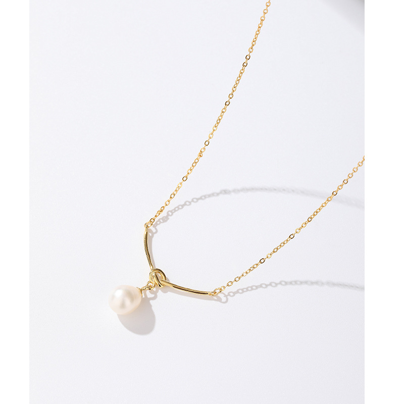 S925 plata esterlina collar de perlas de agua dulce de las mujeres Luz de lujo de alto grado nicho diseño todo-fósforo clavícula cadena colgante collar