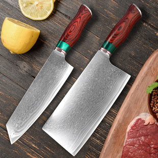 Damascus steel Chinese chef knife Japanese style cutting knife kitchen Women's small kitchen knife wooden handle cutting knife