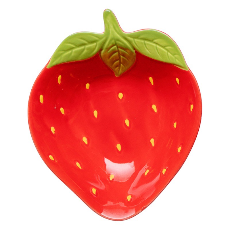 Linda personalidad creativa fresa chica hogar cerámica postre tazón ensalada tazón de arroz plato pequeño plato vajilla