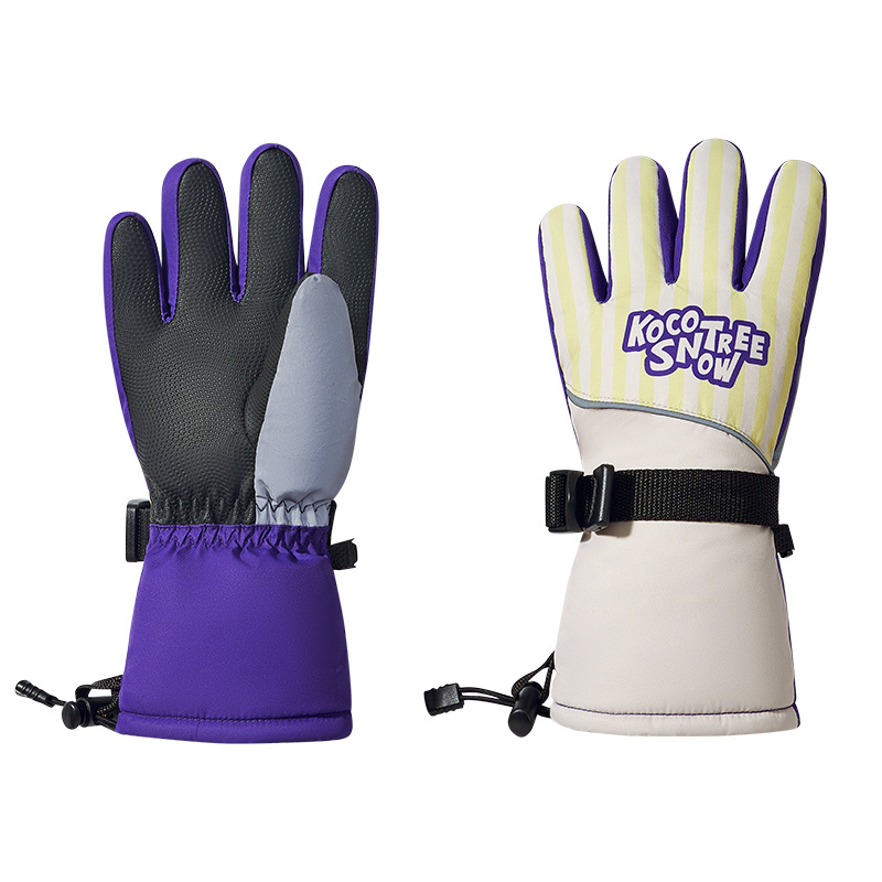 KK árbol guantes de esquí para niños invierno Cálido impermeable frío polar forrado engrosado cinco dedos niños niñas niños de la escuela primaria