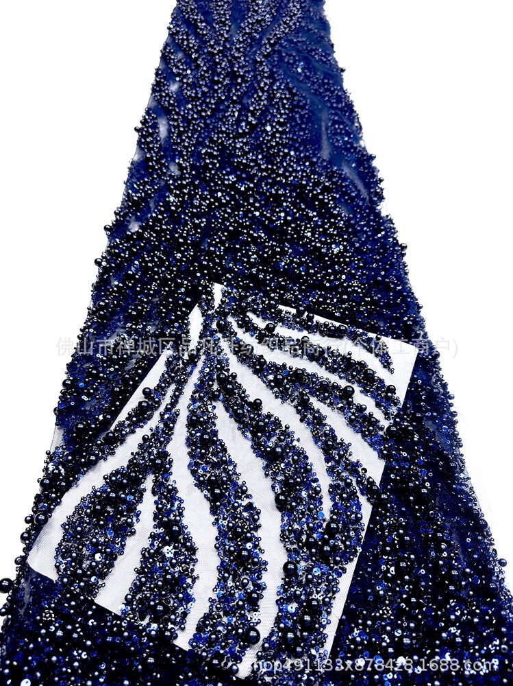 Nueva tela de perla ondulada de agua aerodinámica de perla full-length sequin lujoso anfitrión de banquete vestido de noche tela