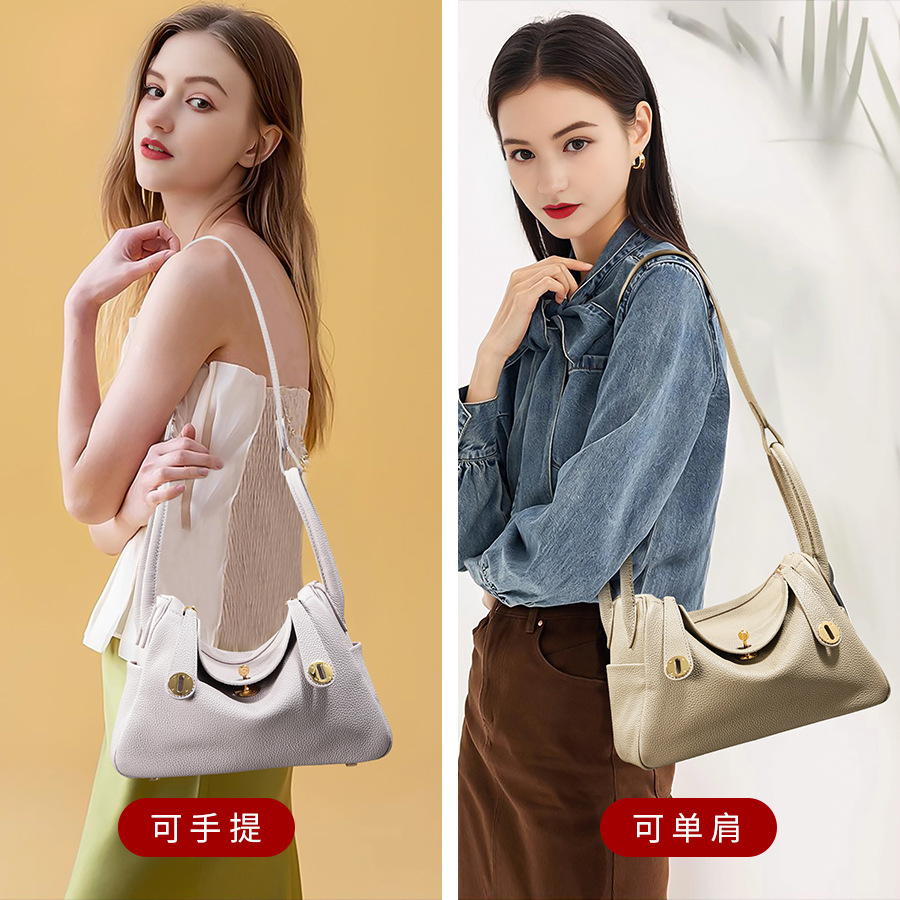 TOGO Top Grain Cowhide Handmade Wax Thread Doctor Bag - Luxury Genuine Leather Commuter Shoulder Bag for Women - Thumbnail 2