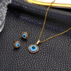 Fashionable necklace, blue earrings, set, suitable for import