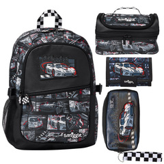 オーストラリアン Smiggle スクールバッグ 1-6 年生バックパックスポーツカー大型減圧バックパック多機能レジャーバッグ
