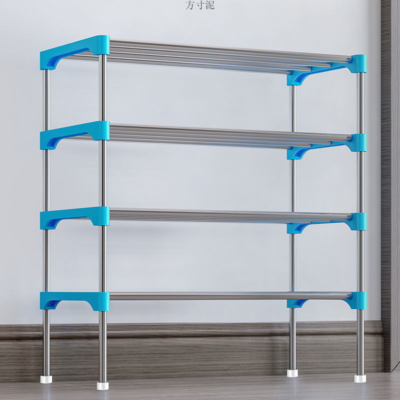 Estante de zapatos simple hogar dormitorio económico multicapa puerta de alquiler de almacenamiento espacio de ahorro de montaje estante de zapatos al por mayor