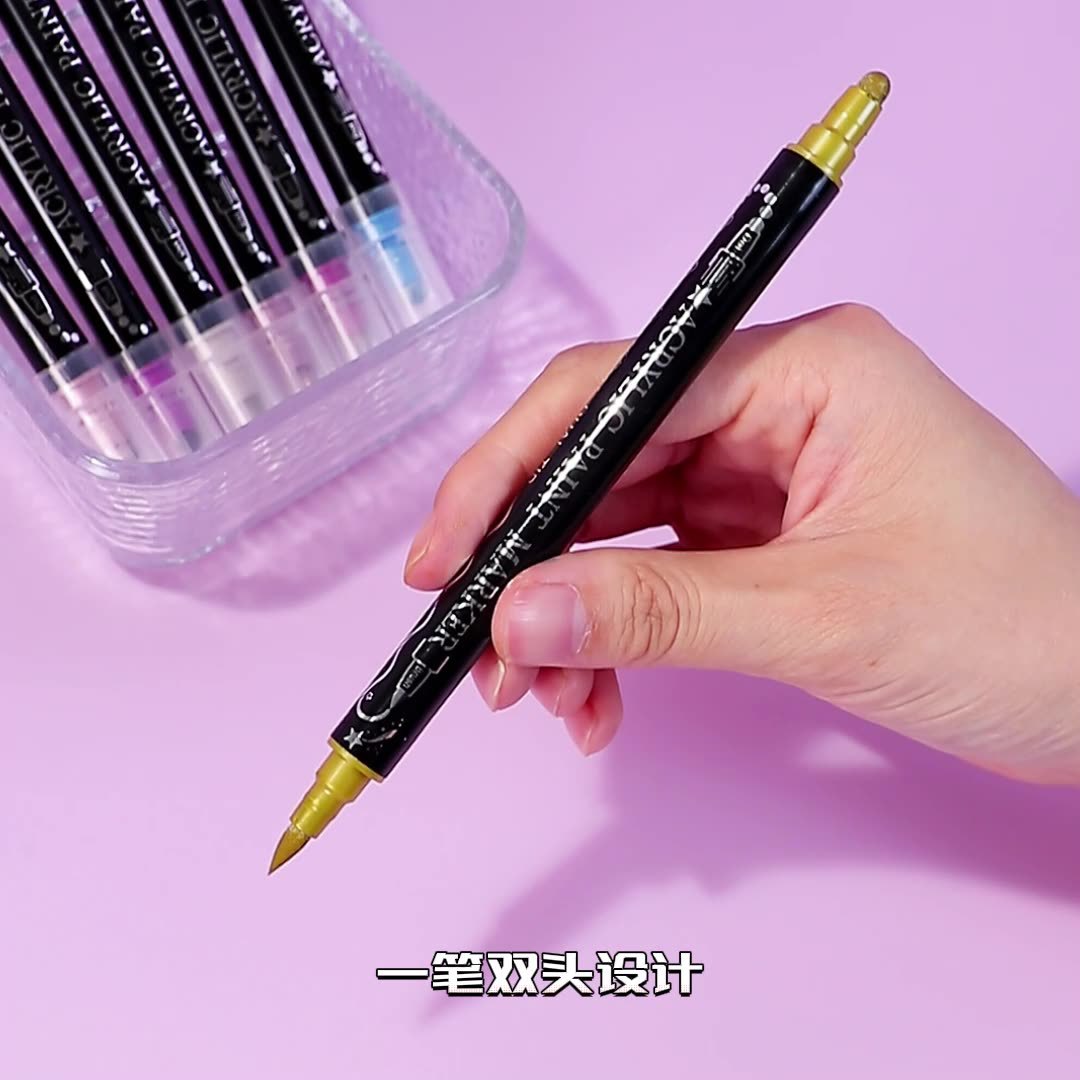 Suministro transfronterizo de marcadores acrílicos de dos cabezas, bolígrafos de pintura de metal impermeables y no decolorados, bolígrafos de acuarela de pintura de graffiti para estudiantes