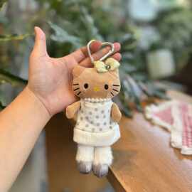 网红款长腿黑皮kt猫毛绒挂件可爱毛绒玩具玩偶公仔挂饰钥匙扣娃娃