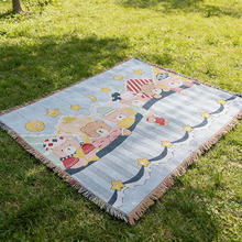 跨境提花工艺线毯办公室午睡盖毯床尾毯多功能毯子沙发毯装饰挂毯