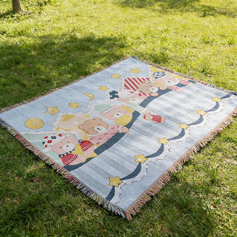 跨境提花工艺线毯办公室午睡盖毯床尾毯多功能毯子沙发毯装饰挂毯