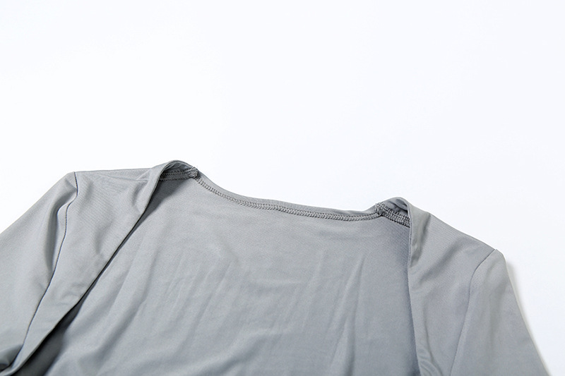 Conjunto de vestido de primavera para mujer, blusa de manga larga ajustada de color liso con cuello halter y cordones.