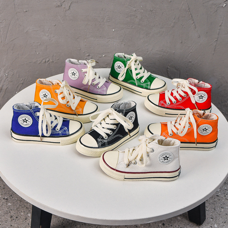 Children's Canvas Shoes 2025 Spring and Autum High-Top Casual Shoes for Boys and Girls Soft-Soled White Shoes Baby Sneakers K-Style