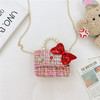 Red oolong tea Da Hong Pao, children's cute chain with bow from pearl, shoulder bag, wallet, Chanel style