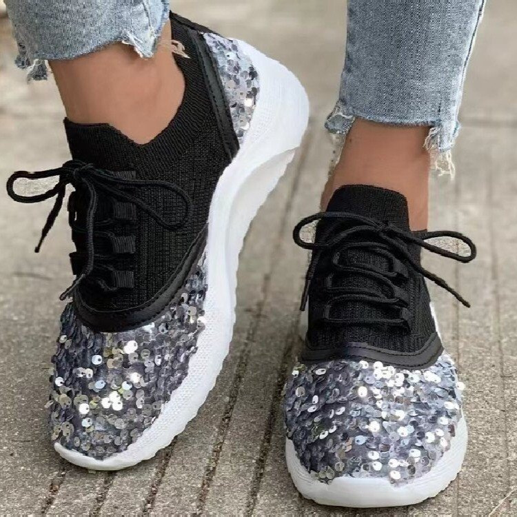 Breathable Sequin Knit Sneakers 2