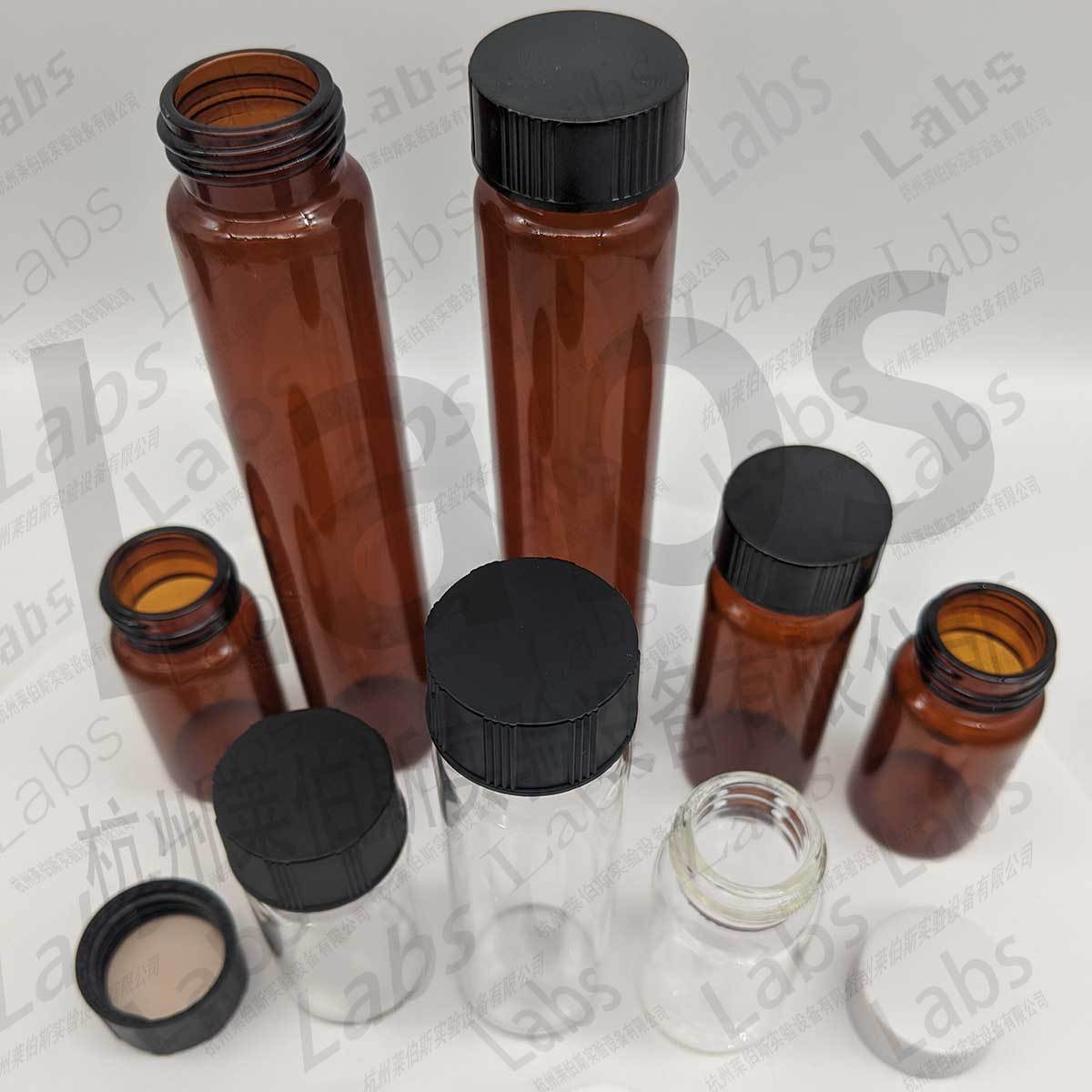 棕色肖特硼硅玻璃耐120度高温螺口瓶留样瓶透明化学样品试剂瓶