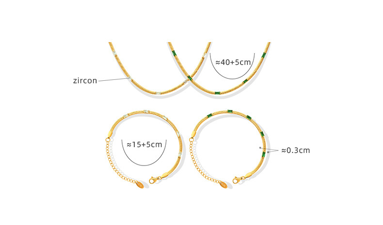 Fashion Retro Snake Bone Chain Zircon Titanium Steel Necklace Bracelet display picture 1